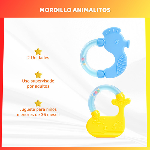 Mordillo Animalitos Para Bebés Denticion Sonajero Juguete