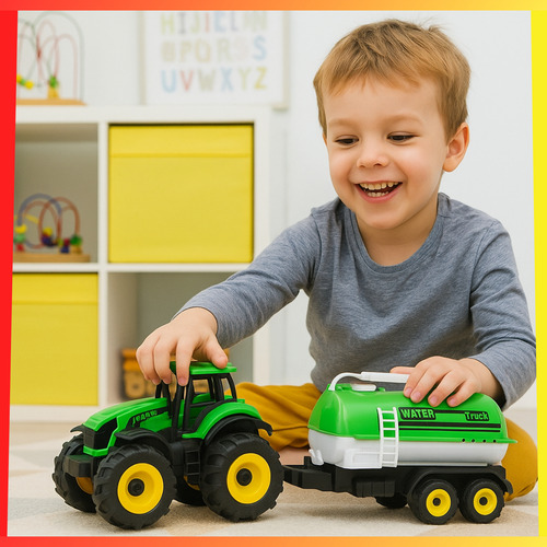 Vehículo De Juguete Tractor Niños Campo Granja Tanque Agua