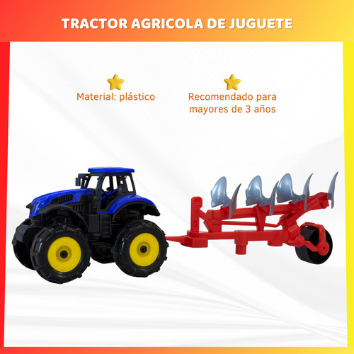 Tractor Con Arado Juguete Granja Campo Juguete A Fricción