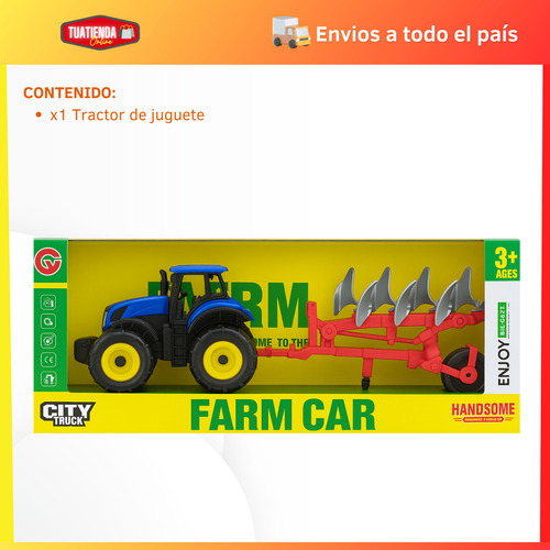 Tractor Con Arado Juguete Granja Campo Juguete A Fricción
