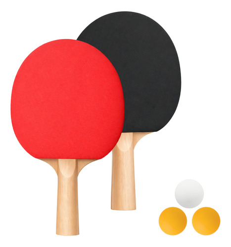 Paletas De Ping Pong X2 Con 3 Pelotas Y Mango St Recto