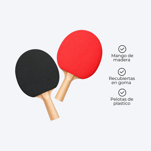 Paletas De Ping Pong X2 Con 3 Pelotas Y Mango St Recto