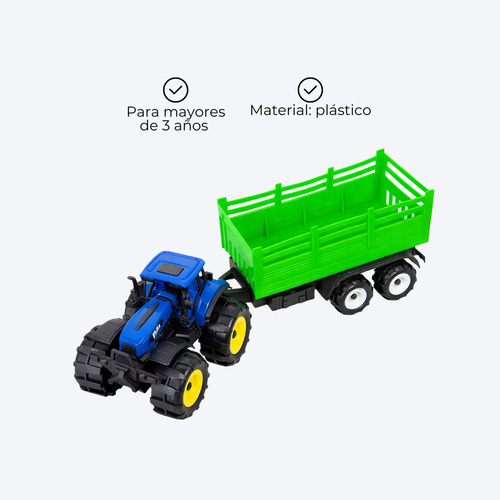 Tractor De Juguete Con Acoplado Agrícola Plástico Niños
