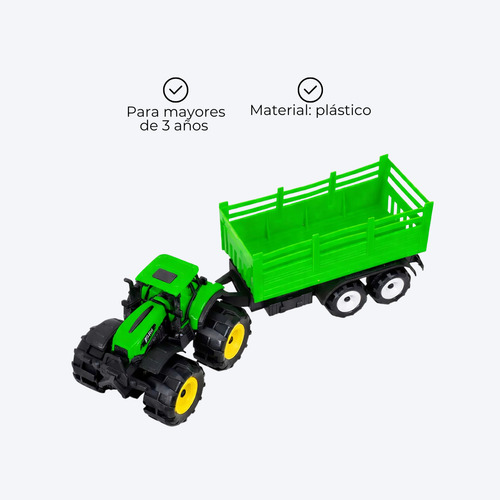 Tractor De Juguete Con Acoplado Agrícola Plástico Niños