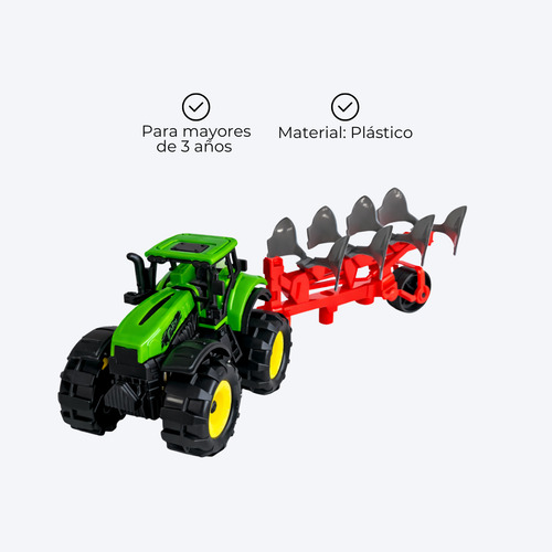 Tractor De Juguete Agrícola Con Arado Para Niños De Plástico