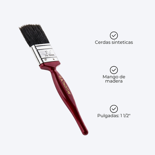 Pincel Pintura 1 1/2 Pulgadas Brocha Plana Cerdas Sintéticas