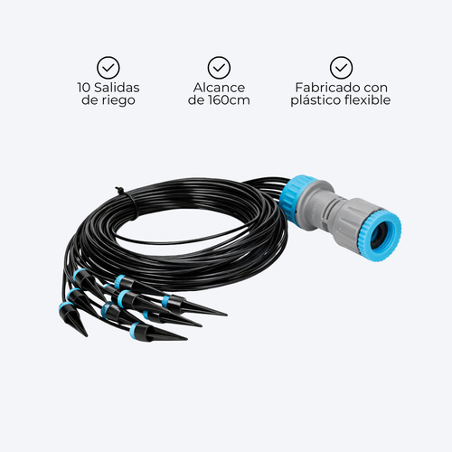 Kit Sistema De Riego 10 Piezas Con Mangueras Flexibles