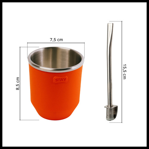 Mate Térmico Acero Inoxidable Con Tapa Silicona Y Bombilla