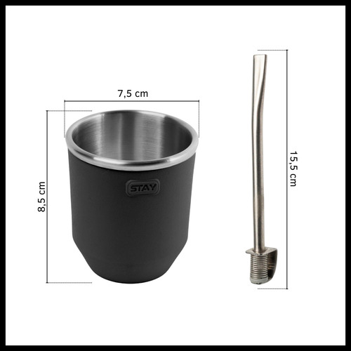 Mate Térmico Acero Inoxidable Con Tapa Silicona Y Bombilla