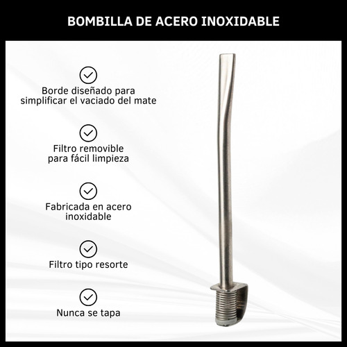 Bombilla Para Mate De Acero Inoxidable Filtro Resorte