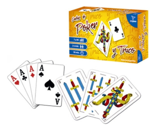 Juego De Cartas Poker Y Truco Mazo De Naipes Clásico 2 En 1